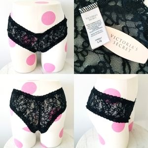 Victoria's Secret Vintage Floral and Swirls Black Lace Cheeky Panty NWT
